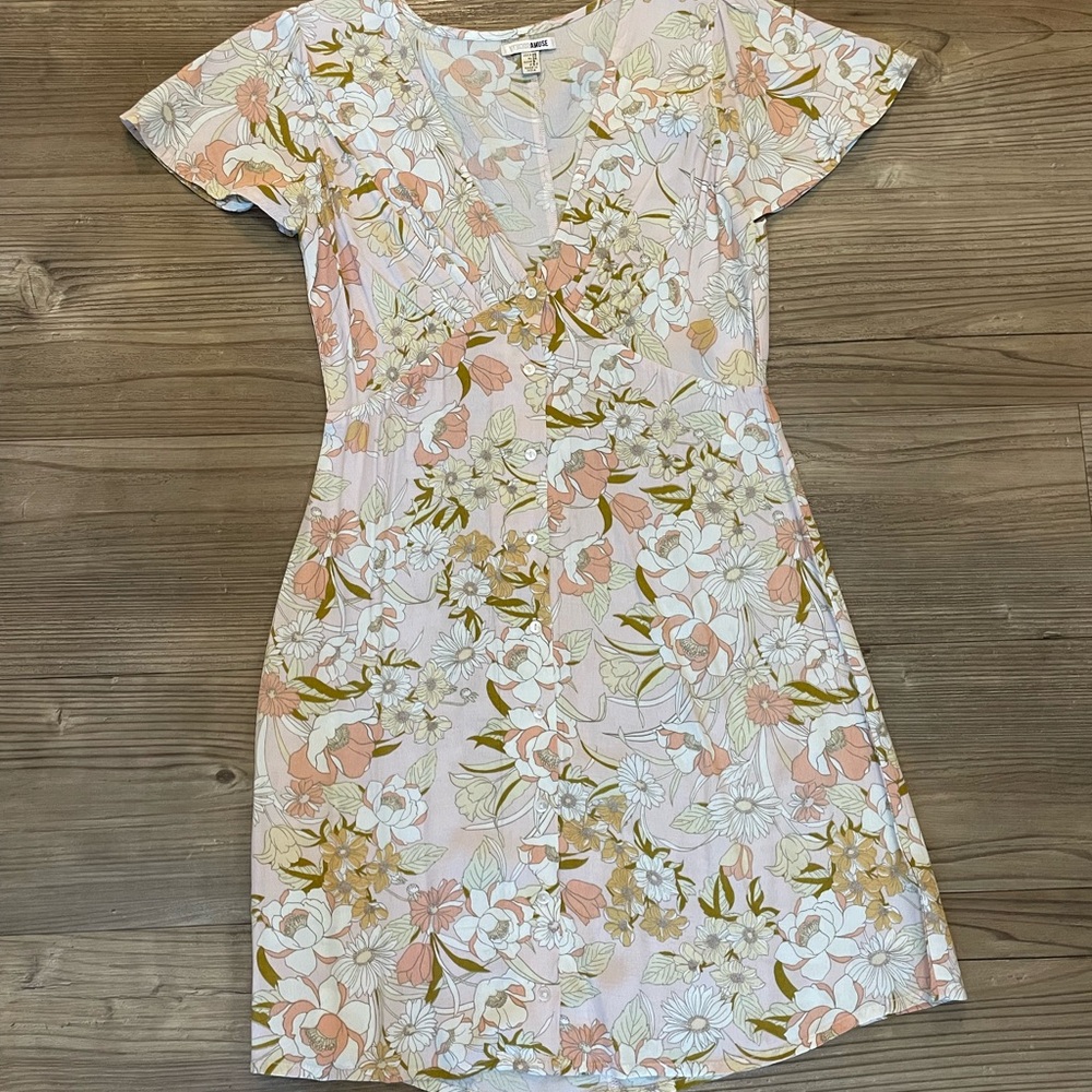 Muse Floral Mini Dress in Pink and Cream